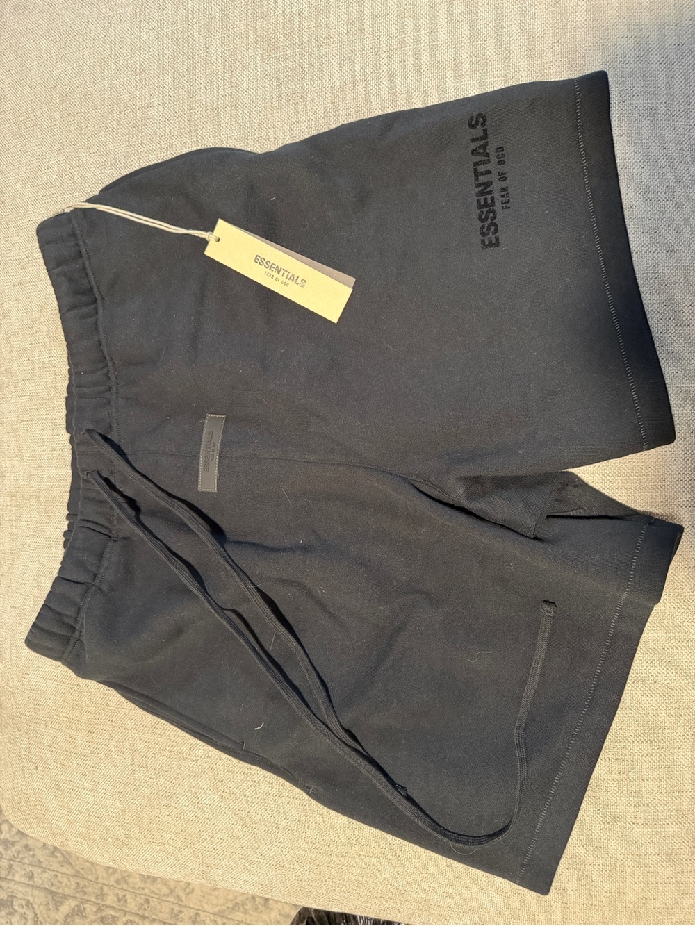Essentials Men's Black Logo Athletic Shorts